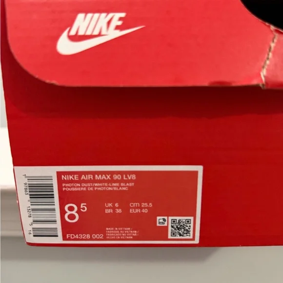 NIKE WOMENS AIR MAX 90 LV8 SNEAKERS-Photon Dust/White-Lime-Black-SIZE 8.5 - Picture 17 of 17